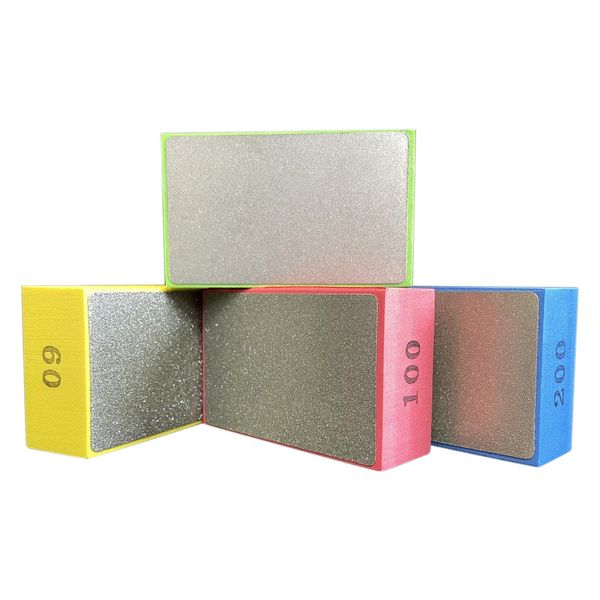 4pcs Diamond Hand Polishing Pad - Glass Stone Ceramic Tile Sanding Grinding Block Long Working Life for Concrete Glass Tiles Wood Drywall Metal Coarse Sanding Block Grit