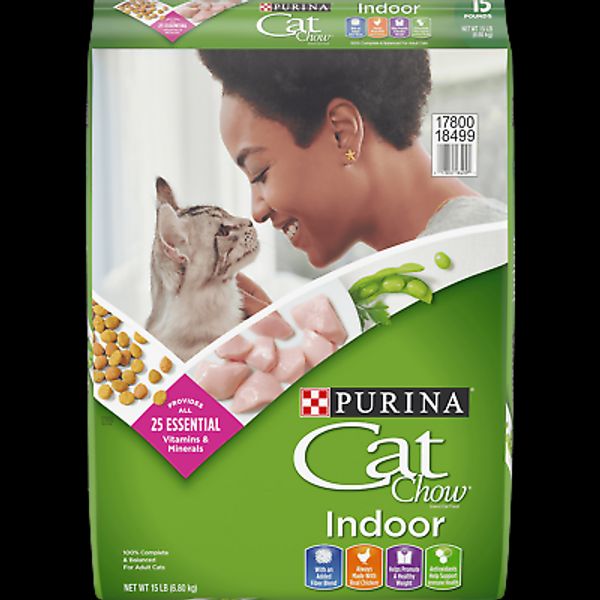 Cat Chow Indoor Dry Cat Food, Chicken, 15 lb Bag Natural fiber  real chicken