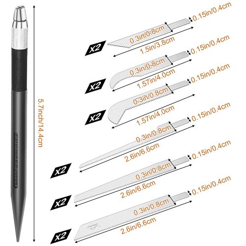 Mini Hand Saw Model Craft Blade Tools Razor Set 2 Handles with 12 Craft Blade Model Tool Hobby for Cutting Parts