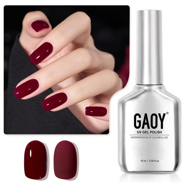 GAOY Red Gel Nail Polish, 16ml Soak Off Gel Polish, UV Light Cure for Nail Art DIY Manicure at Home, 1149 Dark Red Cherry