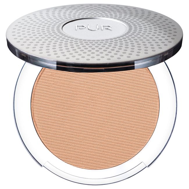 PÜR 4-in-1 Pressed Mineral Makeup Foundation, Full Coverage, SPF 15, Delivers Flawless, Breathable Coverage for All Skin Tones and Types, Gluten-Free, Vegan Friendly - Blush Medium 8g