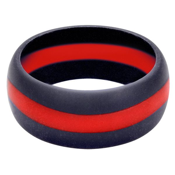 Rothco Thin Red Line Silicone Ring (Black/Red, 11)