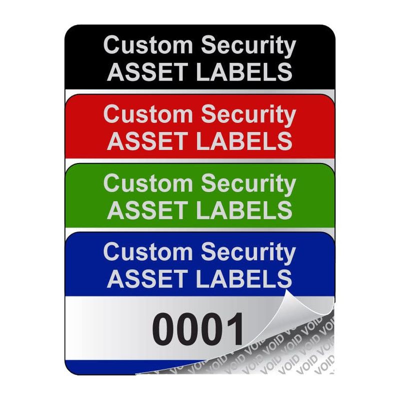 500 Personalised Custom Security Asset Tag Labels - 38mm x 20mm ...
