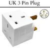 2-Way Plug Adaptor -13A Multi Plug Adaptor Extensions - Double Adapter Plug UK - Wall Plug Extension Double Socket 2 Way UK 3 Pin Plug Adaptor Extender Block Splitter -2 Plug Power Extender.