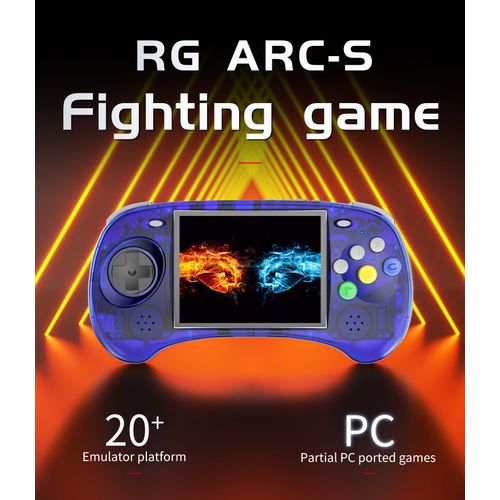 RG ARC S Retro Handheld Game Console , Single Linux System with 128G SD Card 4541 Games Support 5G WiFi 4.2 Bluetooth Moonlight Streaming and HDMI (Transparent Blue)