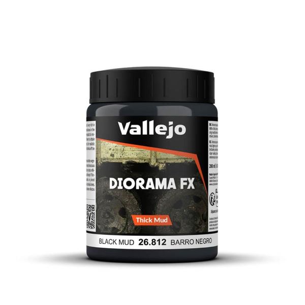 AV Vallejo Weathering Effects 200ml - Black Thick Mud, VAL26812