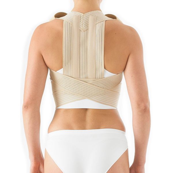Neo-G Clavicle Brace - Back Support for Early Kyphosis, Rounded Shoulders, Pain Relief, Muscular Aches, Rehab - Fully Adjustable - Class 1 Medical Device - M - Tan