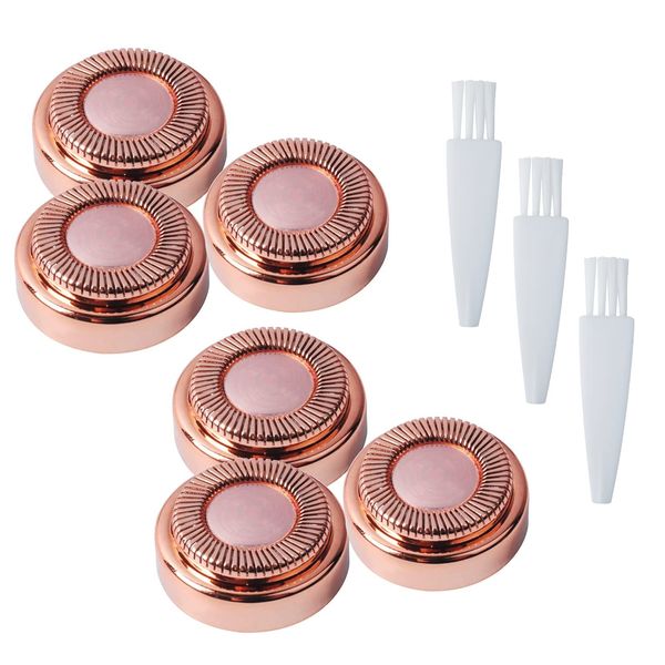 Replacement Heads Compatible with Finishing Touch Flawless Generation 1 Hair Remover, 6 Pack Facial Hair Remover Women's Painless Rose Gold with Cleaning Brushes