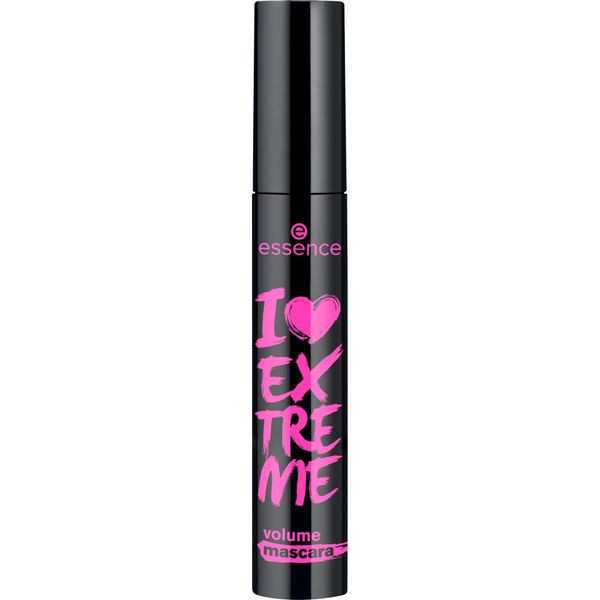 essence I LOVE EXTREME volume mascara, Nr. 01, Schwarz, volumengebend, schwunggebend, verlängernd, vegan, ohne Mikroplastikpartikel, Nanopartikel frei, ohne Parfüm, 1er Pack (12ml)