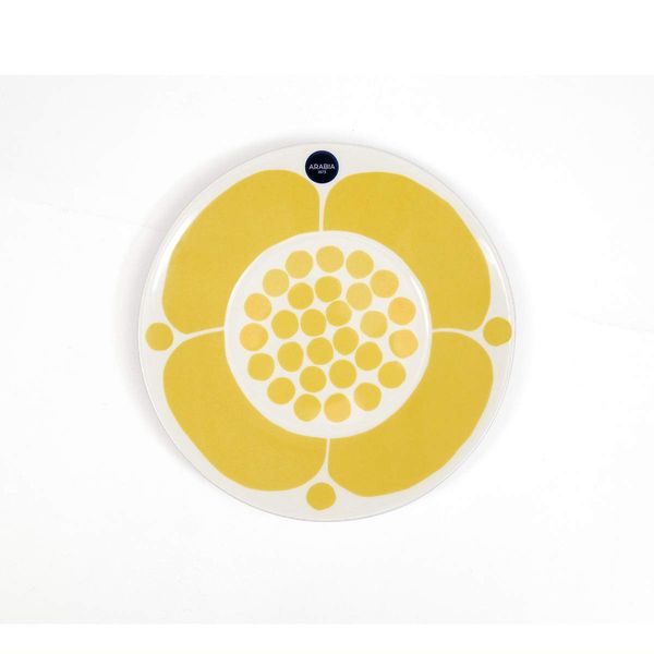 Arabia 1028188 / 6411801006407 Saucer Plate, Sunnuntai, 6.5 inches (16.5 cm), Tableware, Porcelain, Yellow/White, Stylish, Scandinavian, Kitchen