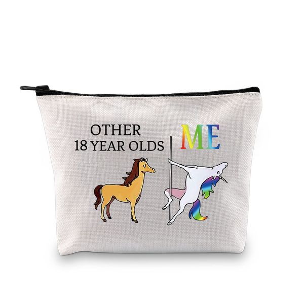 Funny 18th Birthday Gifts for Girls Other 18 Year Olds Me Unicorn Makeup Bag 18th Birthday Cosmetic Bags (Funny 18th Bag)