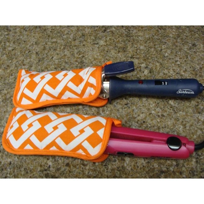 Flat Iron / Curling Iron Fabric Case/ Cover Travel Size 2 Orange