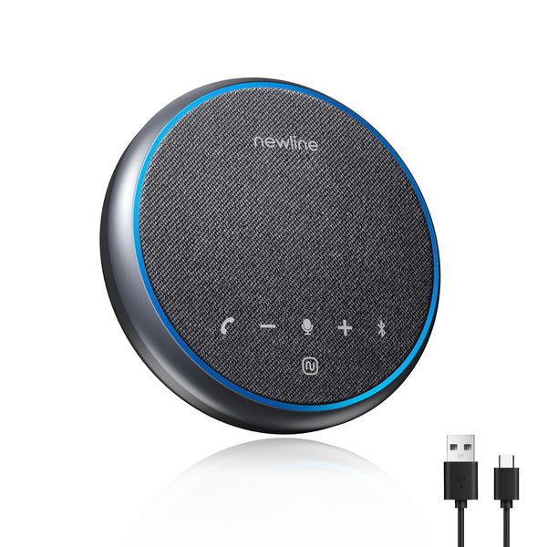 newlinework Conference Speaker and Microphone, Bluetooth Speakerphone, Noise Reduction, 360°Voice Pickup 43H Standby time, USB C Bluetooth Microphone Compatible with Zoom, Teams, Skype, Home Office