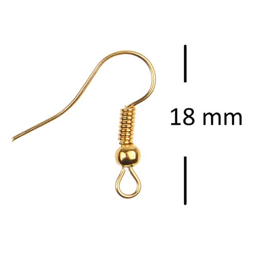Eco-Fused 18mm Earring Hooks - 200 pcs - Coil and Ball Style Nickel-Free Ear Wires - Gold - Hypo-Allergenic Plated Steel - Great for Jewelry Making, DIY Earrings