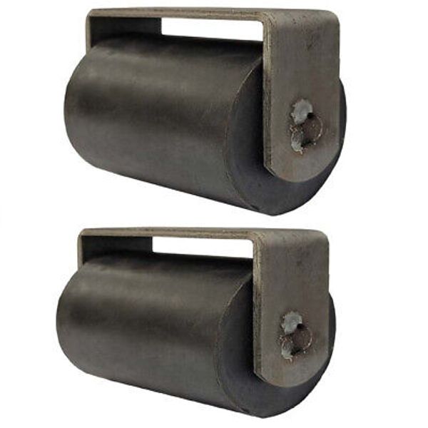 3" Sliding Gate Rubber Guide Roller Steel Mounting Bracket Bearing Weldable 2PK