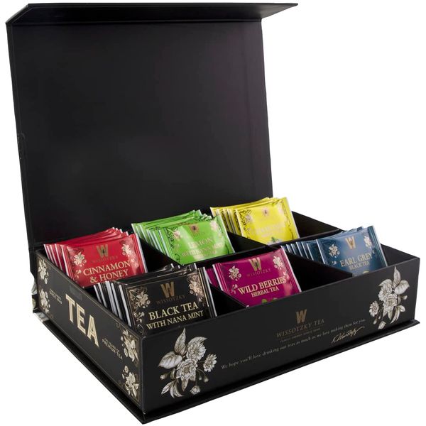 Wissotzky Tea Chest Box, Artisan Collection Assorted Artisan Tea Bags (42 Individually Wrapped Tea Bags, 6 Flavors) Great Valentine's Day Gift | Corporate & Holiday Gifts | Certified Koesher