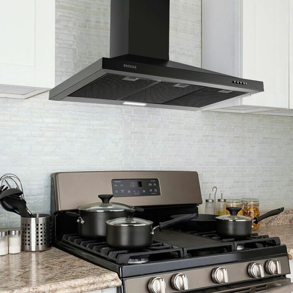 36" Wall Mount Range Hood Kitchen Cooking Vent 450CFM LED Light 3-Speed w/ LED