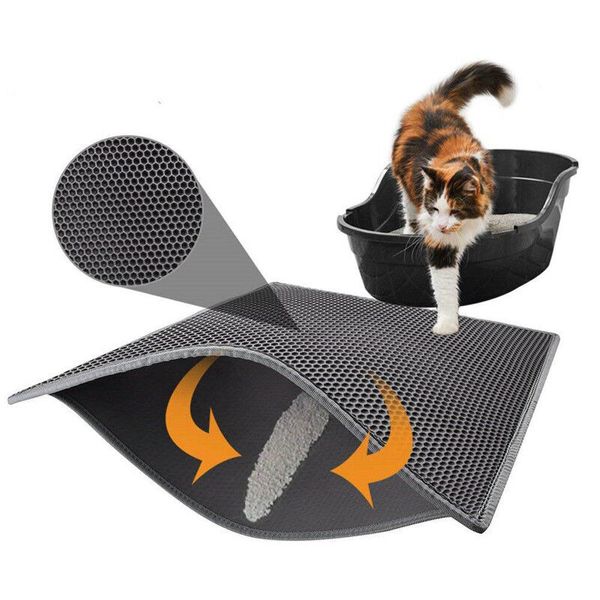 Waterproof Double-Layer Cat Litter Mat Elastic Rug Foldable Pad Pet Home Using