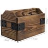 MyGift 2 Slot Rustic Dark Brown Burnt Solid Wood Remote Control Holder Caddy