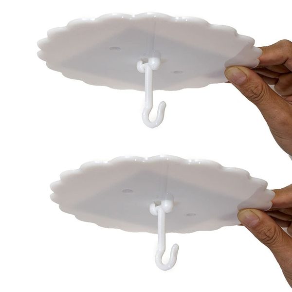 Super Glue Dome Ceiling Hooks - Mosquito Net & Bed Canopy Hooks (7IN, 2Set) - Easy Install, Nail-Free