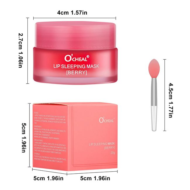 Lip Sleeping Mask Overnight Moisturizer Balm, Berry Lip Mask, Day and Night Repair Lip Balm for Improves Dryness & Cracked, Moisturize & Nourish Lip Scrubs Exfoliate Reduce Lip Lines (Berry)