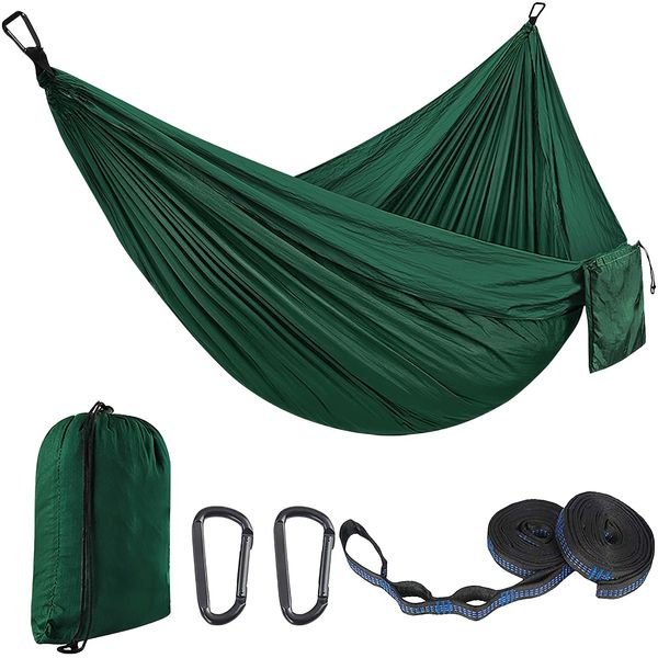 EDWINENE Outdoor Hammock Camping Hammocks Travel hammock270x 140 cm,Ultralight Portable Hammock up to 300 kg Capacity Parachute Nylon Breathable Hammock for Garden Beach (SL2.7M)