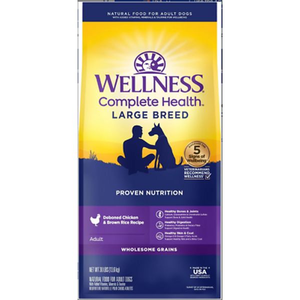 Wellness Complete Health Natural Large Breed Adult Chicken & Rice Dog Food 30-lb