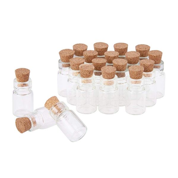 PandaHall 20pcs Small Glass Bottles with Cork Tiny Spell Jars Glass Vials Wishing Bottles Potion Bottle for DIY Arts Crafts Weddings Favors Jewellery Making, 1.5ML