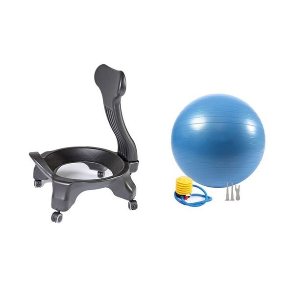 Balance ball gym chair bosu ball posture correction yoga office conservative balance correction, E black ball + ball chair