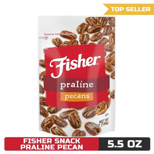 Fisher Snack Praline Pecans, 5.5 oz Resealable Pouch
