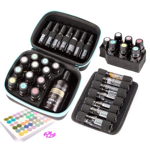 Essential Oil Storage Box with Handle 44 Slots Black Essential Oils Storage Case Portable Essential Oil Travel Box Holder Organiser, black, Fashionable