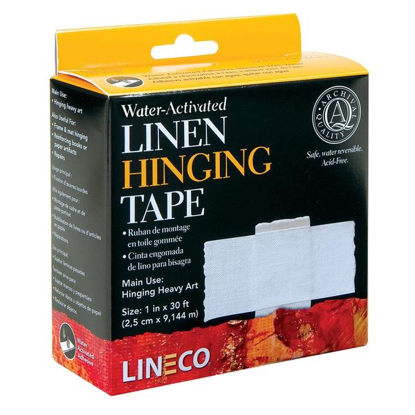 Lineco, Water-Activated Linen Tape, Acid Free Neutral pH Self Adhesive Tape for Hinging Artwork, Photo, Poster, 1 Inch X 30 Ft