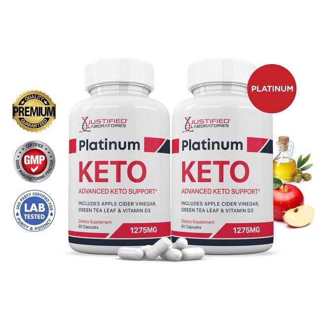 Platinum Keto ACV Pills 1275 MG Stronger Than Gummies Keto Support 2 Bottle