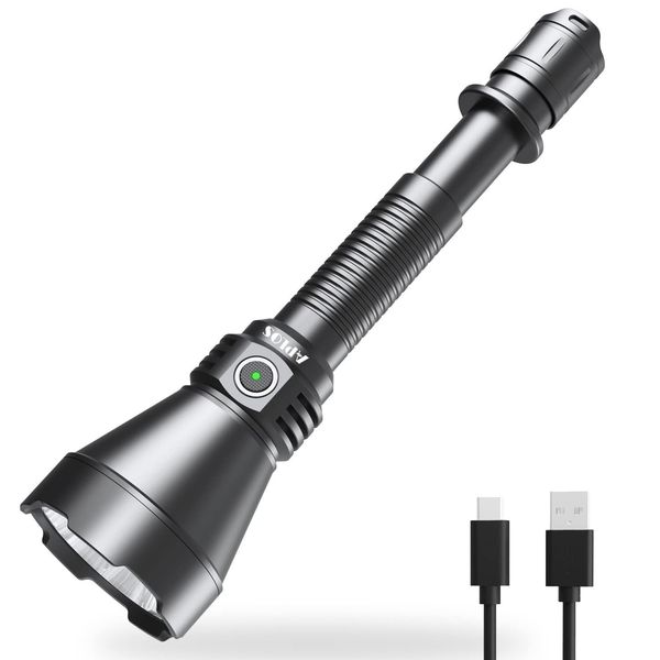 APLOS T05 Tactical Flashlight Long Beam Distance 1022M 3000 Lumens Dual Switch USB Rechargeable