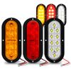 6" Oval 2 Red + 2 Amber + 2 White LED Trailer Tail Lights Brake Turn Reverse