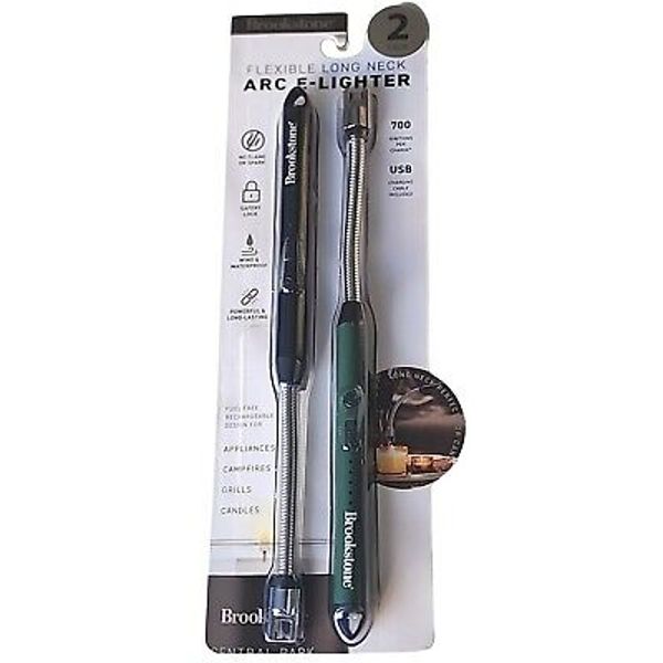 Brookstone ARC E-Lighter Flexible Long Neck Rechargeable USB 2 pk. Blk/Green-NEW