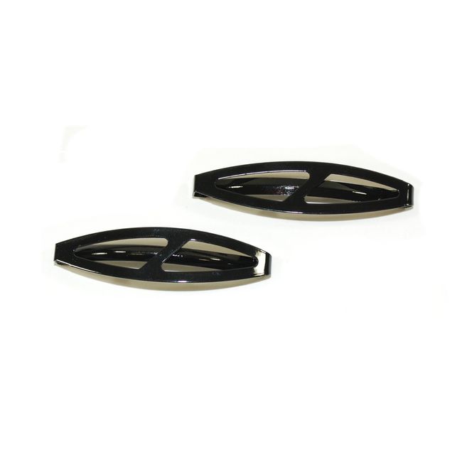 Pair of Oval Shaped Clip-in End Barrettes, Hair Slides with Cut-Out Design. (Black)