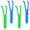 Dental Floss Holder Reusable Flosser Reusable Floss Handle Holder Flossmate Handle for Oral Clearing, Blue, Green (4 Pieces)