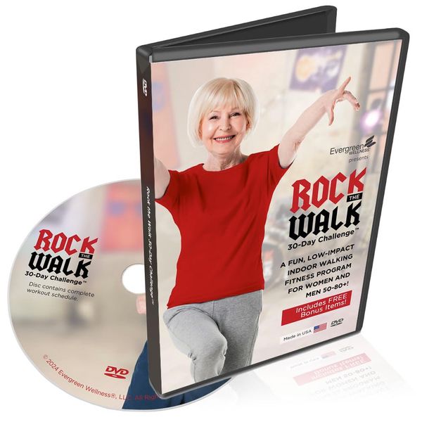 Walking Fitness DVD for Seniors 50-80+, Rock the Walk 30-Day Challenge - Combine Other Exercise Moves While Walking in Place – Full Body Workout Improves Energy, Strength, Flexibility, and Balance