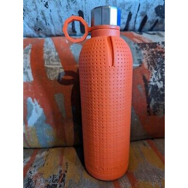 Starbucks 20 Oz Water Bottle Orange Rubber Sleeve Hook Stainless Steel Thermos