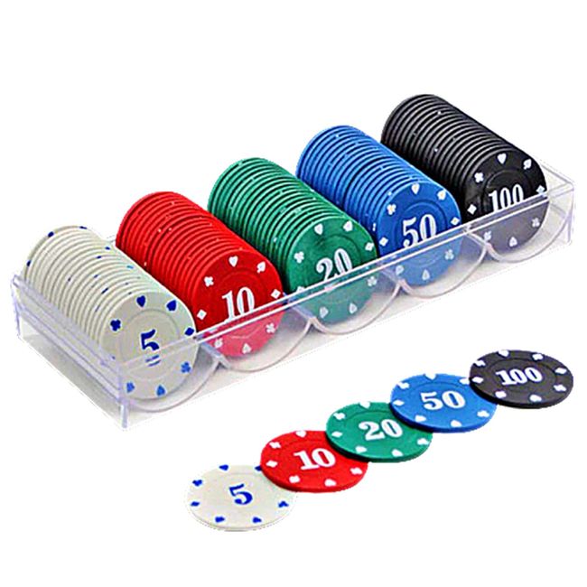 heizi Casino Chip Set 100 Pcs Casino Coins with Acrylic Case Poker Blackjack Table Games (Set of 5 Colors)