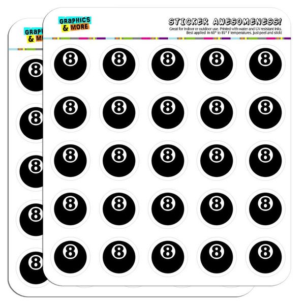 Eight Ball Pool Billiards 1" Planner Calendar Scrapbooking Crafting Stickers - Opaque