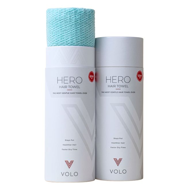 VOLO Hero Capri Blue Hair Towel | Ultra Soft, Super Absorbent, Quick Drying Nanoweave Fabric | Reduce Dry Time by 50% | Large Towel Wrap for All Hair Types | Anti Frizz & Anti Breakage | Microfiber