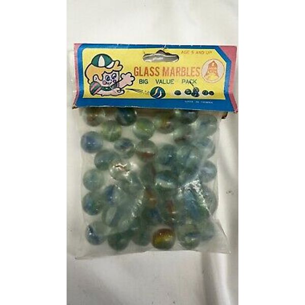 Vintage Glass Marbles Big Value Pack Taiwan NIP