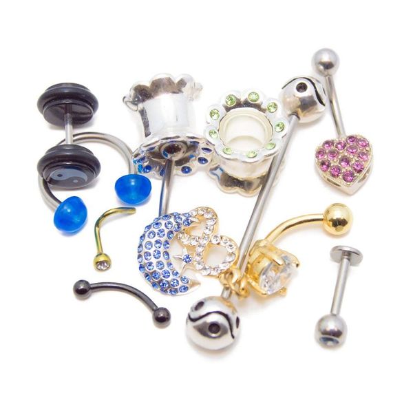 BodyJewelryOnline Randomly Picked Body Jewelry Pack [30 Pieces: Belly/Nose/Nipple/Tongue/Ear/Lip Rings], Mixed Styles/Designs, Plugs/Bars/Belly/Industrial/Acrylic/316L Surgical Steel Jewelry