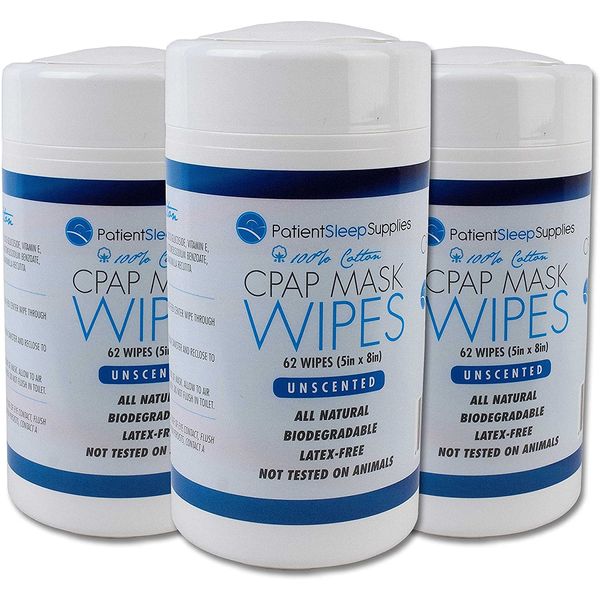 Patient Sleep Supplies CPAP Mask Wipes (Lite Citrus) - 3 packs of 62 wipes