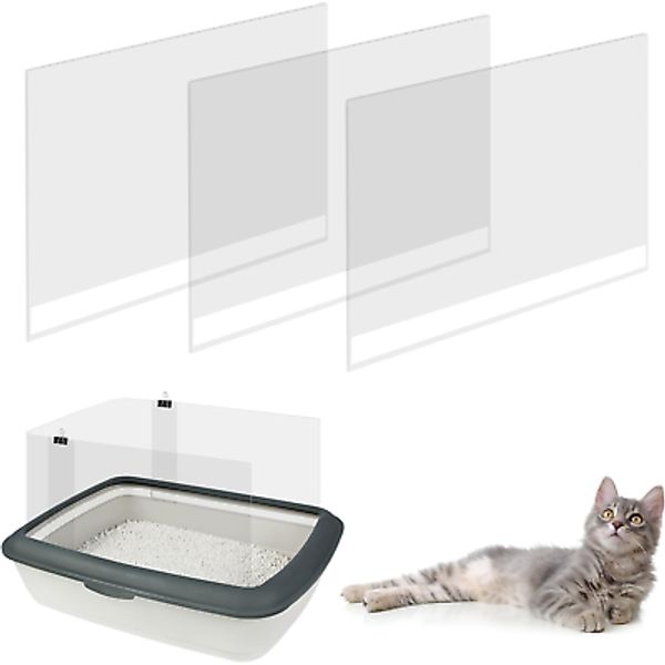 3 Pack Cat Litter Box Pee Shields,Easy Clean Anti-Splashing Kitty Litter Box Enc