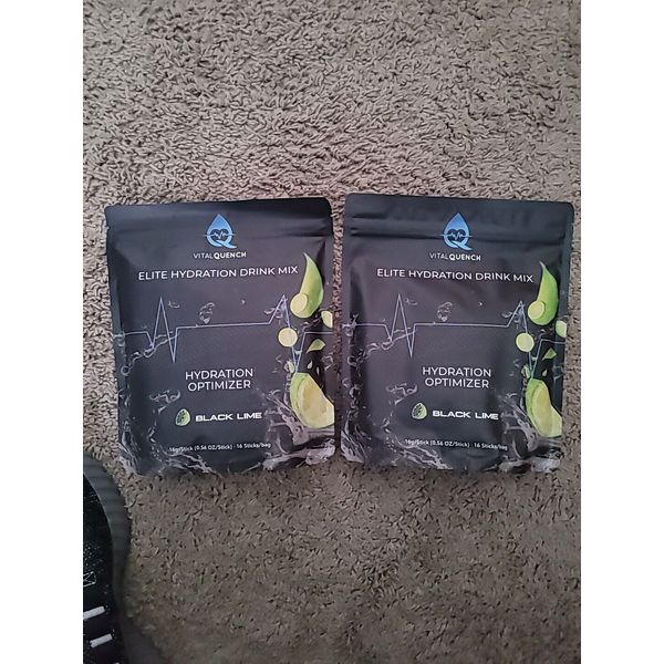 2 Packs  Electrolyte Elite Hydration Optimizer Drink Mix 16 Sticks Each- Lime