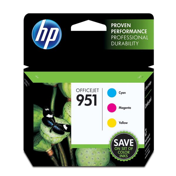 HP 951 Cyan, Magenta, Yellow Ink Cartridges | Works with HP OfficeJet 8600, HP OfficeJet Pro 251dw, 276dw, 8100, 8610, 8620, 8630 Series | Eligible for Instant Ink | CR314FN, Combo 3-Pack