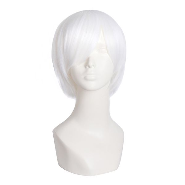 MapofBeauty Cosplay Costume Men's Short Straight Wig (White)